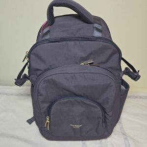 Isaac Mizrahi Gray On The Go Backpack with Gold Accents